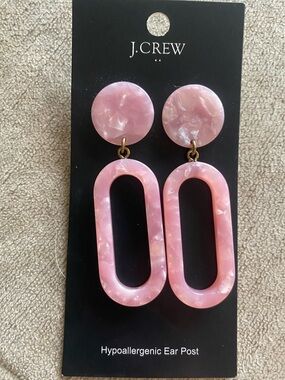 J. Crew Marbled Pink Resin Drop Earrings